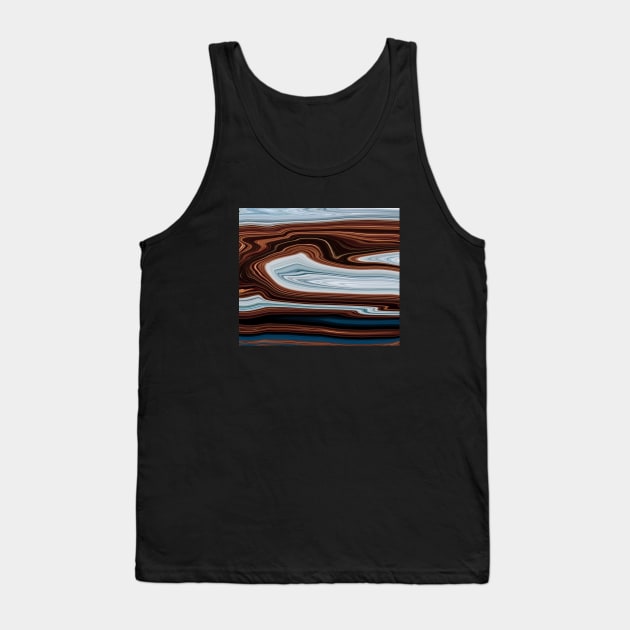 Brown blue liquid Marble color grading pattern Tank Top by Dolta